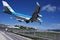 KLM Boeing 747 landing over Maho Beach Â 